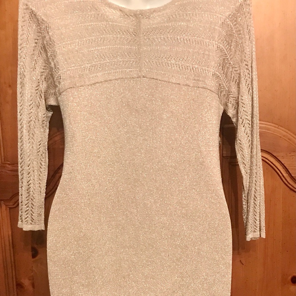 🎁🌟CHICO’S ROSE GOLD POINTELLE TUNIC SWEATER TOP